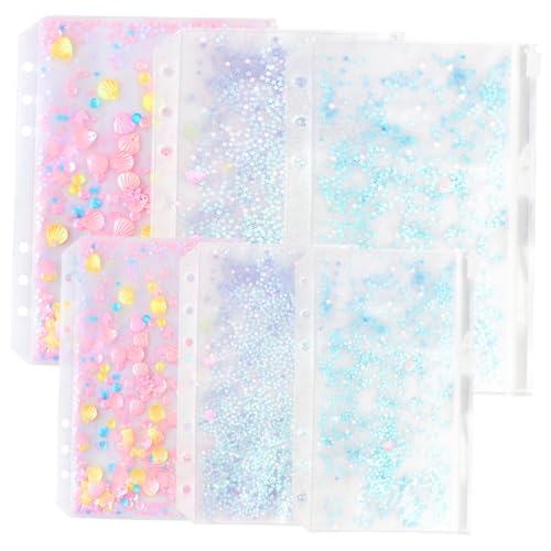 FONDOTIN 6 Stück Teiliges Zipper Pouch und PVC Aufbewahrungstaschen mit Reißverschluss Transparente Business Card Zip Bags Leichte Binder Organizer Taschen für Büro Schule Reise von FONDOTIN