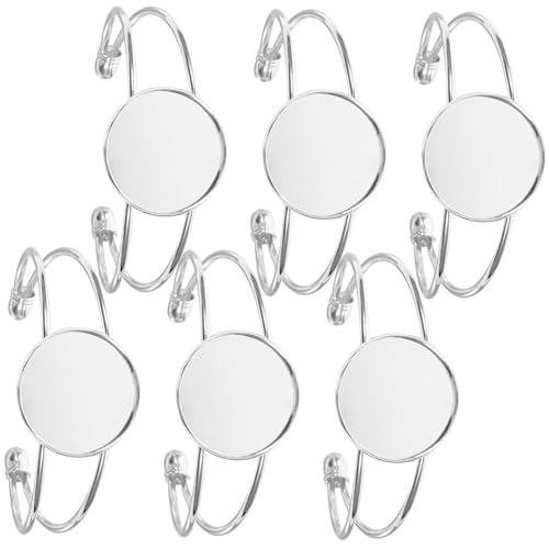 FONDOTIN 6 Stück Y Förmige Armband Rohlinge Silber Kupfer DIY Schmuckverbinder für Cabochons Anhänger Herstellung Langlebig und Verstellbar von FONDOTIN