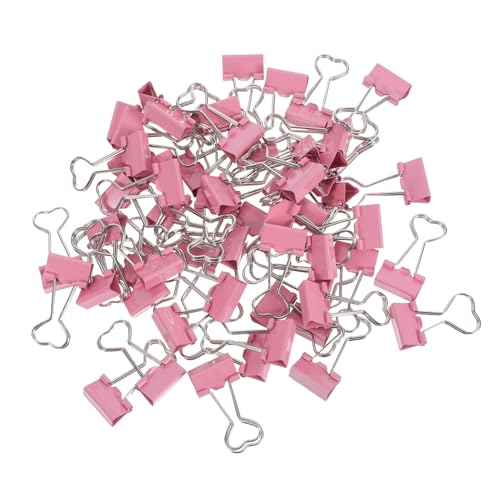 FONDOTIN 60 Stück Herzförmige Binder Clips Metall mit Langem Starker Halt Süße Mini Büroklammern für Papier Organisation Zuhause Büro Schule Rosa von FONDOTIN