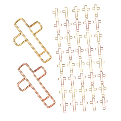 FONDOTIN 60 Stück Kreuz Büroklammern Lesezeichen Metallclips für Bibel und Journal Seitenmarkierer Praktisch Leicht für Studium Notizen und Organisation Gold und Roségold Christliches von FONDOTIN