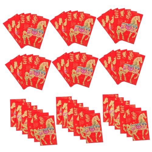 FONDOTIN 60 Stück Rote Umschläge Vietnamesisch Jahr Des Pferdes Hong Bao Umschläge Frühlingfest Geldumschläge Goldfarben Robust und Leicht für Neujahrsfeierlichkeiten von FONDOTIN