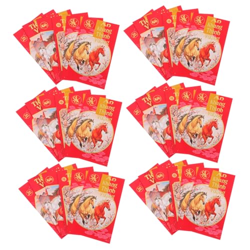 FONDOTIN 60 Stück Vietnamesische Neujahrs Glücksmünzenumschläge Jahr Des Pferdes Rote Papierumschläge Traditionelle Hong Bao Geldumschläge für Lunarfest Feierlichkeiten von FONDOTIN