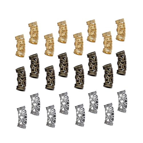 FONDOTIN 60 Stück Vintage Dreadlocks Perlen Deko Legierungs Röhren Charms für DIY Schmuckherstellung Holzmaserung Spacer Beads für Armbänder und von FONDOTIN