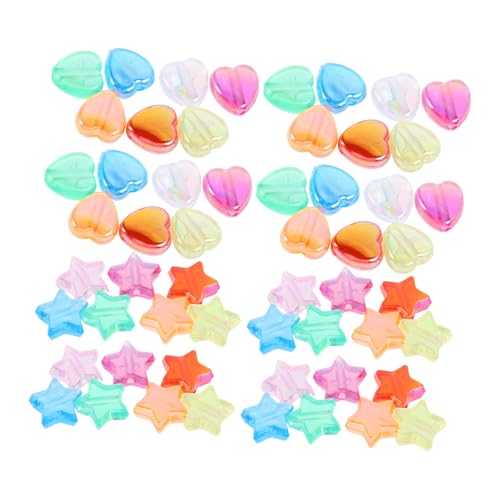 FONDOTIN 600Stücke Stern und Herzperlen Transparente Acrylperlen für DIY Schmuckherstellung Kawaii Perlen für Armbänder und Bastelzubehör für Projekte von FONDOTIN