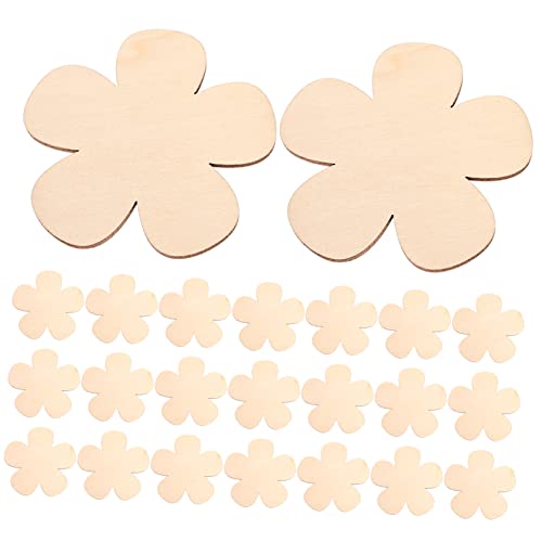 FONDOTIN 60Stücke Holzscheiben Blumenform Unlackierte DIY Holzplatten für Bastelprojekte für Dekoration im Wohnzimmer Schlafzimmer Büro und Mehr von FONDOTIN