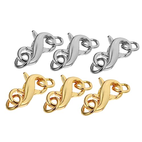 FONDOTIN 6Stücke Hummerverschlüsse für DIY Schmuck Doppelköpfige Karabinerverschlüsse Basteln von und Armbändern Langlebig und Leicht von FONDOTIN