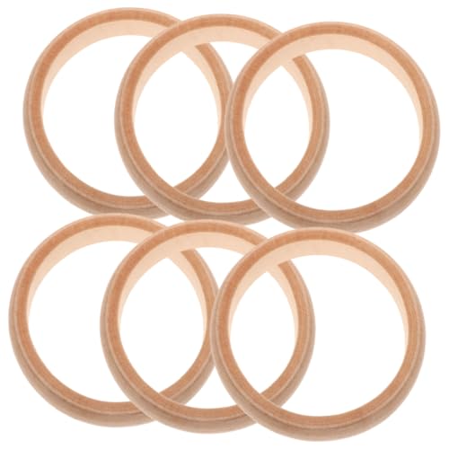 FONDOTIN 6Stücke Teiliges DIY Holzarmband Unvollendete Runde Holzringe zum Selbstgestalten für Bastelprojekte Perfektes für Familie von FONDOTIN