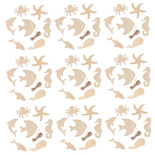 FONDOTIN 70 Stück Teiliges Holzscheiben Meerestiere zum Bemalen Doppelseitig DIY Holzdeko für Bastelprojekte Party und Tischdekoration Naturbelassene Holzstücke für Kreative Handarbeit von FONDOTIN