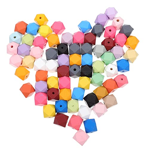 FONDOTIN 70Stücke Holzperlen für DIY Armbänder Geometrische Perlen für Schmuckherstellung Basteln und Projekte mit Löchern für Einfaches Auffädeln von FONDOTIN