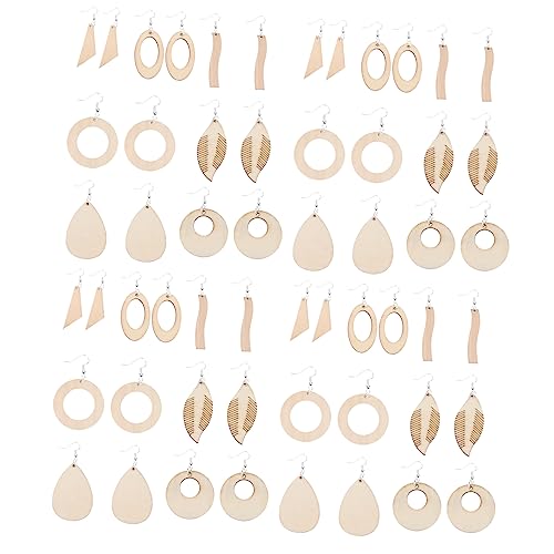 FONDOTIN 70Stücke Teiliges DIY Holzohrringe Kit Unfertige Teardrop Ohrringe für Schmuckherstellung Basteln mit Holzanhängern und Erwachsene Einfache Gestaltung von FONDOTIN
