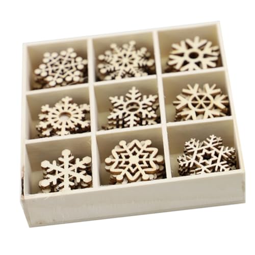 FONDOTIN 72 Stk. Teiliges Fächer Holzanhänger Schneeflocke Weihnachtsbasteln DIY Mini Holzdekorationen für Adventsbastelei und Festliche Weihnachtsdeko für Erwachsene von FONDOTIN