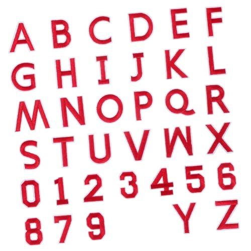 FONDOTIN 72 Stück Rote Aufnäher Personalisierte Zahlen Zum Dekorieren Von Aufnähern Benutzerdefinierte Aufnäher Bestickt Zum Aufnähen Von Buchstaben Kleidung Namensaufkleber Stich von FONDOTIN