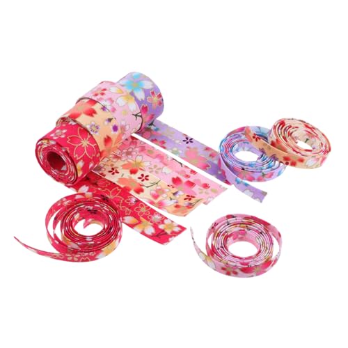 FONDOTIN 8 Rollen Japanisches Kirschblütenband Blumen Bedrucktes Band Kirschband Japanischer Stoff Band Mit Blumendruck Baumwolle von FONDOTIN