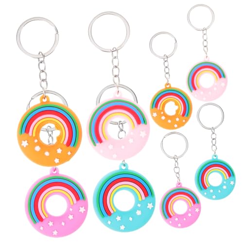 FONDOTIN 8 Stück Teiliges Doughnut Schlüsselanhänger aus PVC Softgummi Doppelseitig Bedruckt mit Farbenfrohem Regenbogen design Leichter Anhänger für Taschen Rucksäcke Niedlicher FONDOTIN 8 Stück Teiliges Doughnut Schlüsselanhänger aus PVC Softgummi Doppelseitig Bedruckt mit Farbenfrohem Regenbogen design Leichter Anhänger für Taschen Rucksäcke Niedlicher von FONDOTIN