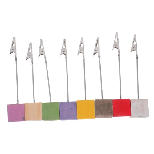 FONDOTIN 8 Stück Teiliges Fotohalter mit Klammer und Stabilem Kiefernholz Sockel Flexibler Drahtclip für Notizen Platzkarten und Fotos Bunte Farben als Tisch und Bürohalter von FONDOTIN