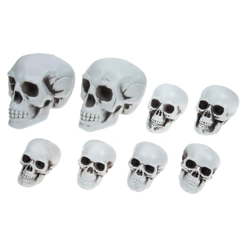 FONDOTIN 8 Stück Teiliges Halloween Totenkopf Deko aus Robustem Realistische Schädel Modelle für Drinnen und Draußen Gruselige Party und Tischdekoration für Halloween Feiern von FONDOTIN