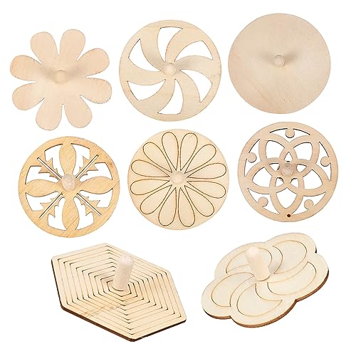 FONDOTIN 8 Stück Teiliges Holz Gyroskop Unbemalte Drehbare DIY Bastelset für Handspielzeug für Geburtstagsfeiern und Freizeitspaß von FONDOTIN
