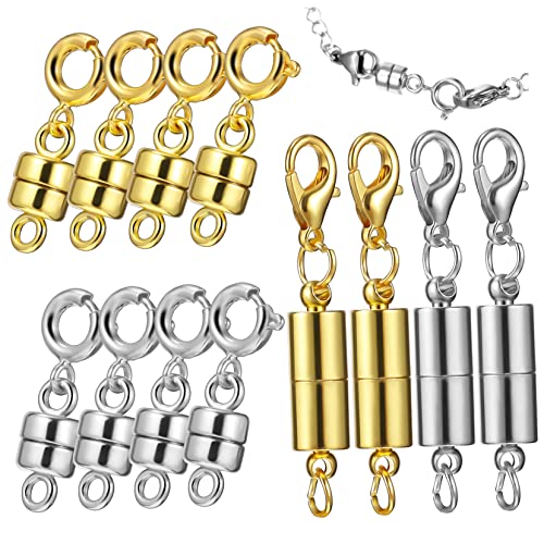 FONDOTIN 8 Stück Teiliges Magnetische Schmuckverbinder mit Goldfarbenen und Silberfarbenen Zylindrischen Magnetverschlüssen Federverschlüsse und Karabinerverschlüsse für Diy Halsketten und FONDOTIN 8 Stück Teiliges Magnetische Schmuckverbinder mit Goldfarbenen und Silberfarbenen Zylindrischen Magnetverschlüssen Federverschlüsse und Karabinerverschlüsse für Diy Halsketten und von FONDOTIN