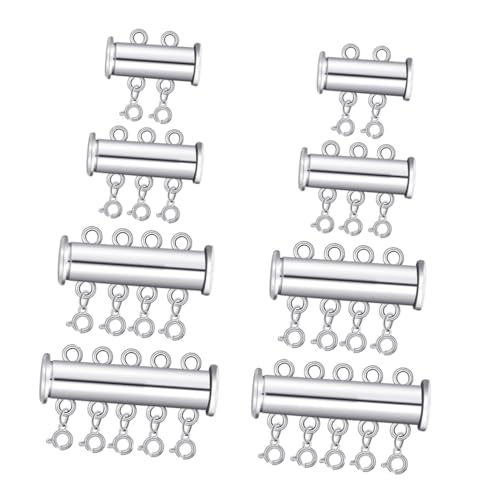 FONDOTIN 8 Stück Teiliges Perlenverschluss Silber Mehrreihiger Schmuck Verschluss mit Schiebeschließe Multi Strang Schlauchverschluss für Halsketten und Armbänder Langlebiges FONDOTIN 8 Stück Teiliges Perlenverschluss Silber Mehrreihiger Schmuck Verschluss mit Schiebeschließe Multi Strang Schlauchverschluss für Halsketten und Armbänder Langlebiges von FONDOTIN