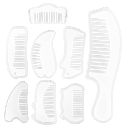 FONDOTIN 8Stücke Silikonkamm Gussform Halbtransparente Silikonformen für DIY Haaraccessoires und Langlebig Bastelprojekte mit Epoxidharz und Verzierungen von FONDOTIN