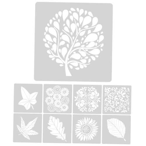 FONDOTIN 9 Stück Teiliges Blumen Schablonen aus Pet für Wandmalerei DIY Große Wiederverwendbare Stencils Geeignet für Möbel Kreative Wanddekoration und Bastelprojekte von FONDOTIN