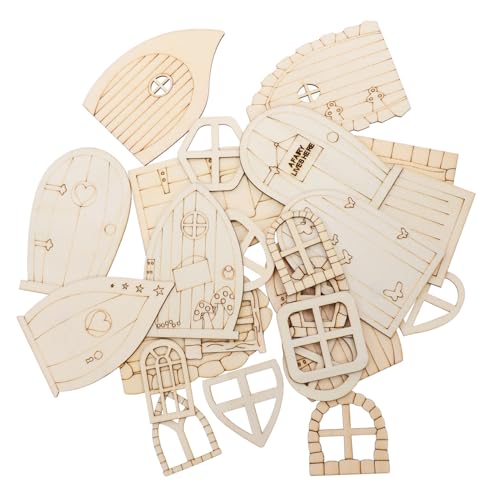 FONDOTIN 96 Stück Teiliges DIY Feenhaus Türset aus Unbemalte Miniatur Feentüren für Garten und Kinderbastelprojekte Leicht Robust Blanko zum Bemalen und Dekorieren Feenhaus Bastelset von FONDOTIN