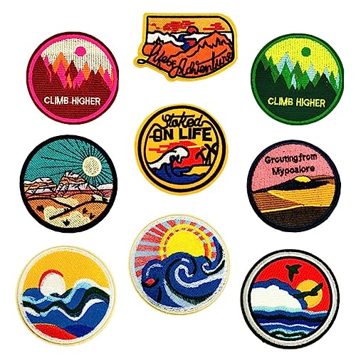 FONDOTIN 9Stücke Runde Gestickte Patches Cartoon Stoffaufkleber für Kleidung Taschen Kunstprojekte Bügelaufnäher zum Dekorieren und Reparieren Hochwertige Applikationen von FONDOTIN