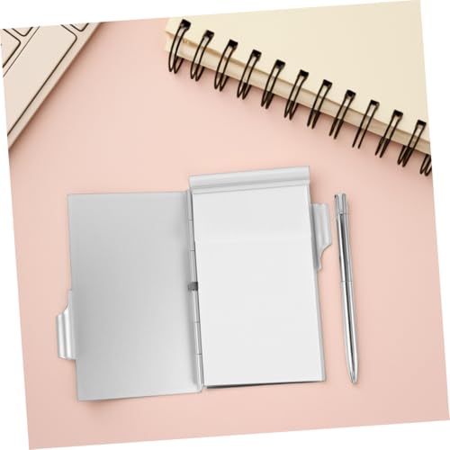 FONDOTIN Aluminium Notizbuch Klein mit Stifthalter Mini Notizblock aus Robustem Aluminium Wiederbefüllbar Leichtes Taschenjournal für Büro Schule Silberfarben FONDOTIN Aluminium Notizbuch Klein mit Stifthalter Mini Notizblock aus Robustem Aluminium Wiederbefüllbar Leichtes Taschenjournal für Büro Schule Silberfarben von FONDOTIN