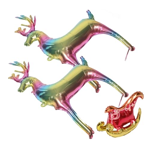 FONDOTIN Aufblasbare Weihnachtsdeko Rentier und Schlitten mit Integriertem Standfuß Große Partyballons für Lebendige Weihnachtsfeier dekoration Innen und Außen Fotorequisit von FONDOTIN