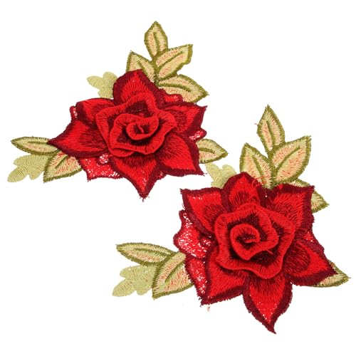 FONDOTIN Blumen Stickerei Aufnäher Patches zum Aufnähen Kleidung Reparatur Material DIY Applikation für Jeans Taschen Jacken Rot FONDOTIN Blumen Stickerei Aufnäher Patches zum Aufnähen Kleidung Reparatur Material DIY Applikation für Jeans Taschen Jacken Rot von FONDOTIN