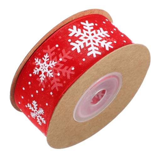 FONDOTIN Breites Rotes Schneeflocken Geschenkband Weihnachtliches Dekoband für Geschenkverpackung Diy Bastelprojekte Vielseitiges Verpackungsband für Kuchen und Geschenkverpackung von FONDOTIN