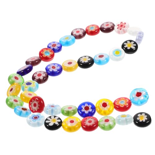 FONDOTIN Bunte DIY Spacer Perlen mit Blumenmuster Glasperlen für Schmuckherstellung ca Strang Auffädeln für Armbänder und Halsketten Bastelzubehör von FONDOTIN