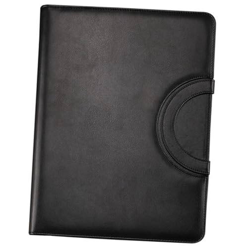 FONDOTIN Business Dokumentenmappe mit Reißverschluss Schwarze Ledermappe mit Mehreren Fächern Vielseitiger Portfolio organizer für Büro Schule und Geschäftsreisen Inkl Notizblockhalter von FONDOTIN