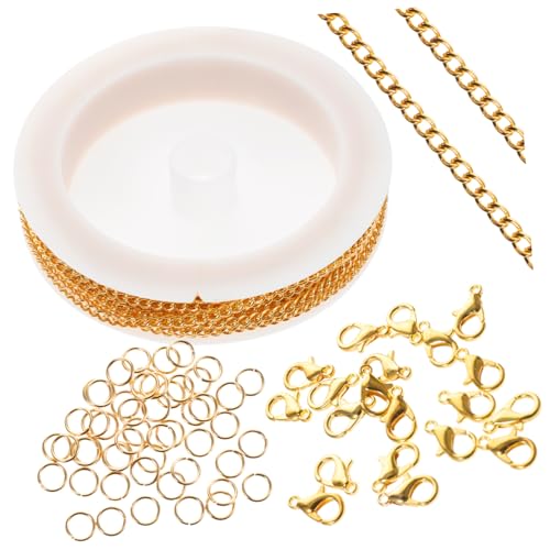 FONDOTIN DIY Armband Kette mit Karabiner Verschlüssen und Sprung Ringen für Schmuckherstellung Goldene Zubehörteile für Kreative Bastelprojekte und Reparaturen von FONDOTIN