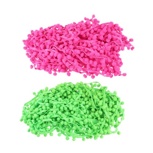 FONDOTIN DIY Ball Fringe Trim Grün Umweltfreundliche Pomponborte zum Nähen für Kleidung Schal Mütze Vorhang Schmuck und Bastelverzierungen von FONDOTIN