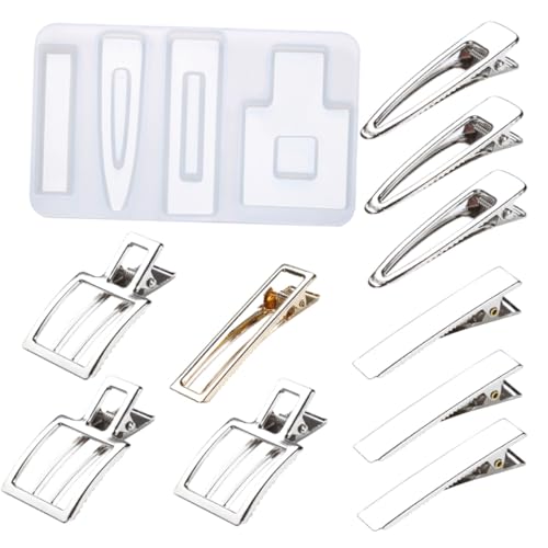 FONDOTIN DIY Silikon Gießform für Haarklammern mit Wasser Rechteckformen Langlebige Schmuckformen für Kreative Haarspangen Herstellung und Bastelprojekte von FONDOTIN