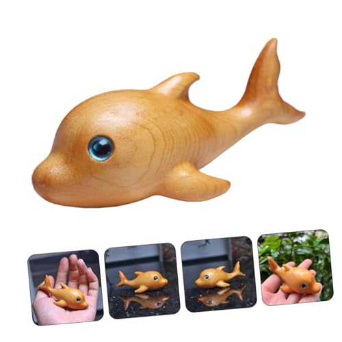 FONDOTIN Delfinstatue Aus Holz Geschnitzt Delfinfigur Für Schreibtisch Und Zuhause Holzdekor Skulptur von FONDOTIN