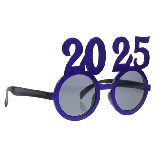 FONDOTIN -Digitalbrille 2025 Brille Silvester LED Brillen für Jahr 2025 geformt Nummernbrille Neujahrsstütze Partynummer Brille dekorative Anzahl Abs Blau von FONDOTIN