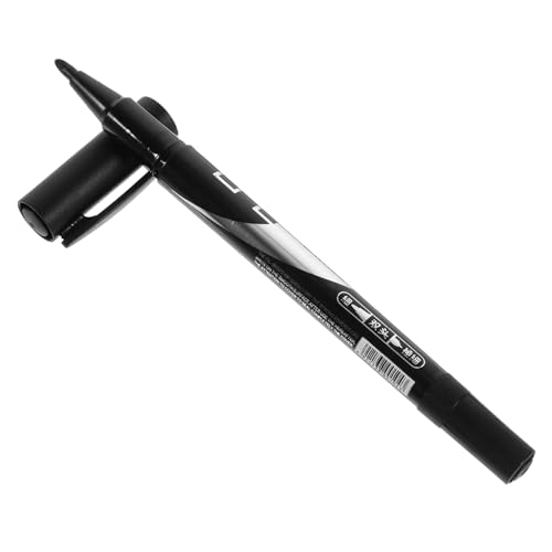 FONDOTIN Doppelkopf Marker Stift mit Schwarzer Tinte Doppelseitig mit Feiner und Dicker Spitze Wasserfest Schnelltrocknend mit Praktischem Kunststoffclip Geeignet für Glas Leder Kunststoff von FONDOTIN