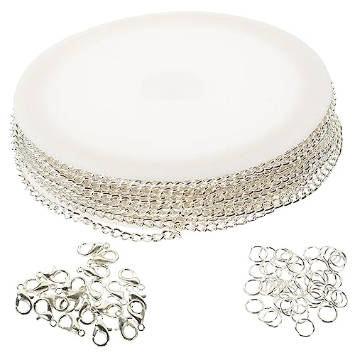 FONDOTIN Einstellbare DIY Schmuckkette mit Hummerverschlüssen und Offenen Ringen für Armband und Halskettenherstellung Silberfarben FONDOTIN Einstellbare DIY Schmuckkette mit Hummerverschlüssen und Offenen Ringen für Armband und Halskettenherstellung Silberfarben von FONDOTIN