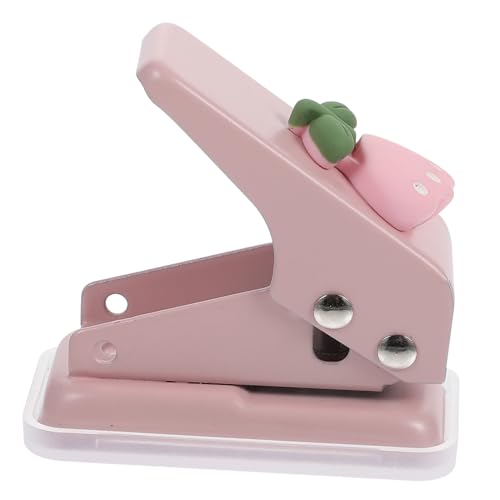 FONDOTIN Einzellochstanzer Kunststoff Metall Handlicher Mini Locher für Papier Basteln Scrapbook Büro Geeignet Kompakt Langlebig Rosa Tulpe von FONDOTIN