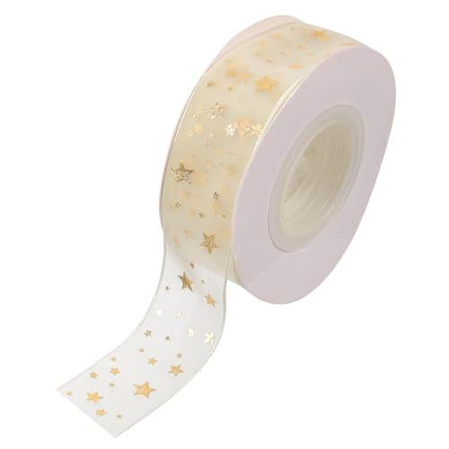 FONDOTIN Elegantes Geschenkband Goldfarben mit Sternen Feines Stoffband zum Basteln und Dekorieren Vielseitiges DIY Schleifenband für Blumensträuße Party und Geschenkverpackungen FONDOTIN Elegantes Geschenkband Goldfarben mit Sternen Feines Stoffband zum Basteln und Dekorieren Vielseitiges DIY Schleifenband für Blumensträuße Party und Geschenkverpackungen von FONDOTIN
