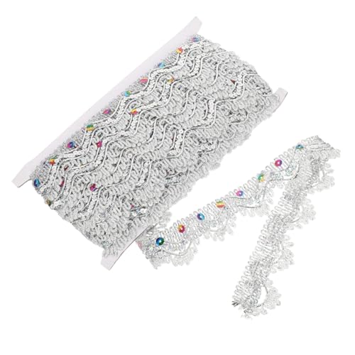 FONDOTIN Ethno Stil Paillettenborte Silber Schneidbares Dekoratives Bekleidungszubehör DIY Kleidung Verzierung für Mantel Tasche Schmuckkasten Craft von FONDOTIN