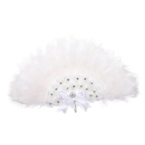 FONDOTIN Faltbarer Handfächer aus Feder für Hochzeitsdekoration Eleganter Asiatischer Fächer mit Blumenmuster als Accessoire für Braut und Feierlichkeiten Hochwertige Verarbeitung und FONDOTIN Faltbarer Handfächer aus Feder für Hochzeitsdekoration Eleganter Asiatischer Fächer mit Blumenmuster als Accessoire für Braut und Feierlichkeiten Hochwertige Verarbeitung und von FONDOTIN