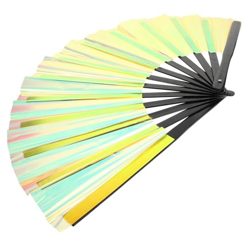 FONDOTIN Faltbarer Iridescent Handfächer aus PVC mit Bambusrahmen Chinesischer Stil Wiederverwendbar Dekorativ für Hochzeiten Partys und Fotografie Goldene Leicht und Tragbar FONDOTIN Faltbarer Iridescent Handfächer aus PVC mit Bambusrahmen Chinesischer Stil Wiederverwendbar Dekorativ für Hochzeiten Partys und Fotografie Goldene Leicht und Tragbar von FONDOTIN