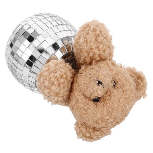 FONDOTIN Glas Disco Kugel Bär Dekoration Spiegel Glanz Plüsch Figur Party Tischdeko Robust Leicht und Handgefertigt für Schreibtisch Nachttisch Esszimmertisch von FONDOTIN