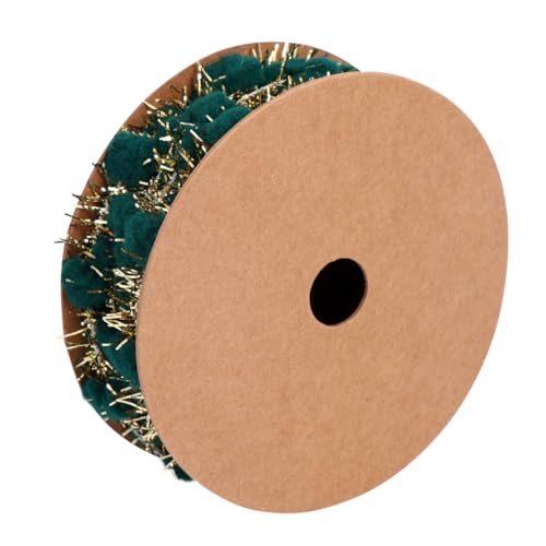 FONDOTIN Glitzerndes Drahtband mit Pompons Weihnachtsbaum Dekoration Band für Geschenkverpackung DIY Party und Hochzeitsdeko Fluffige Kugeln Grün Silber Festliche Schleifenband von FONDOTIN