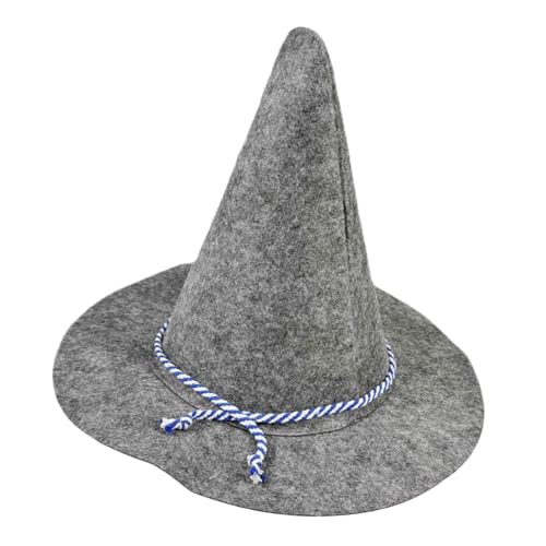FONDOTIN Grauer Filz Hexen Vogelscheuchenhut Halloween Kostüm Cosplay Zubehör für Damen Herren Sorcerer Party Accessoires von FONDOTIN