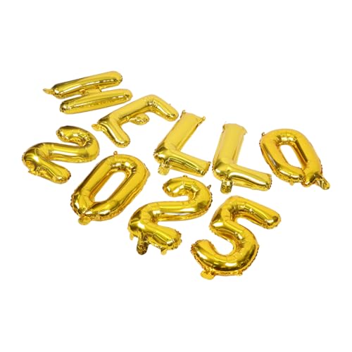 FONDOTIN Hello Zahlen und Buchstaben Folienballon Goldene Neujahrs Deko Langlebige Aluminiumfolie Große Partyballons für Silvesterfeier und Fotorequisiten Festliche Raumdekoration von FONDOTIN