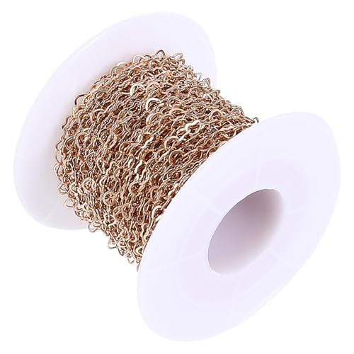 FONDOTIN Herz Gliederkette Breit Lang Gold DIY Schmuckkette zum Basteln Armband Halskette Pulloverkette Langlebige Robuste Schmuckherstellung Zubehör von FONDOTIN
